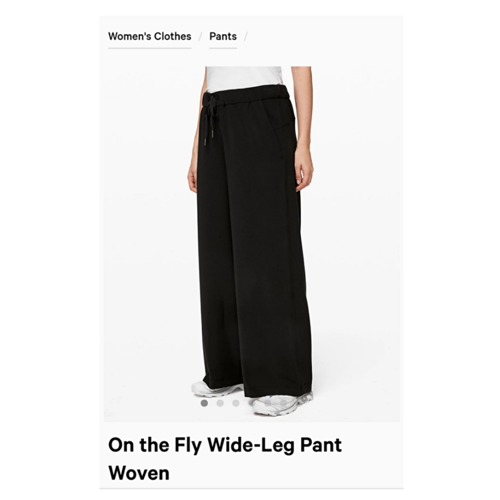 Lululemon on the fly wide leg pants black, Size 6